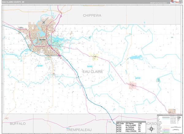 Eau Claire County, WI Wall Map